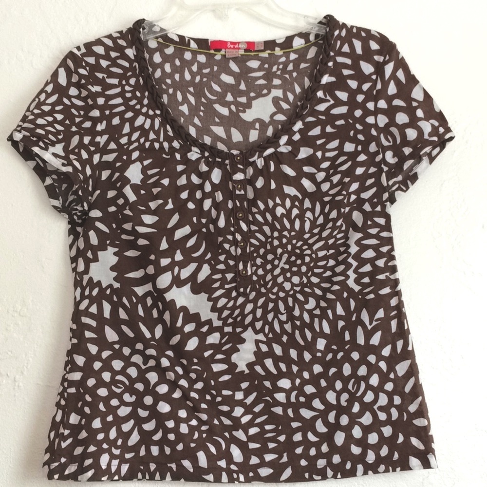 Boden abstract sunflower print cotton blouse